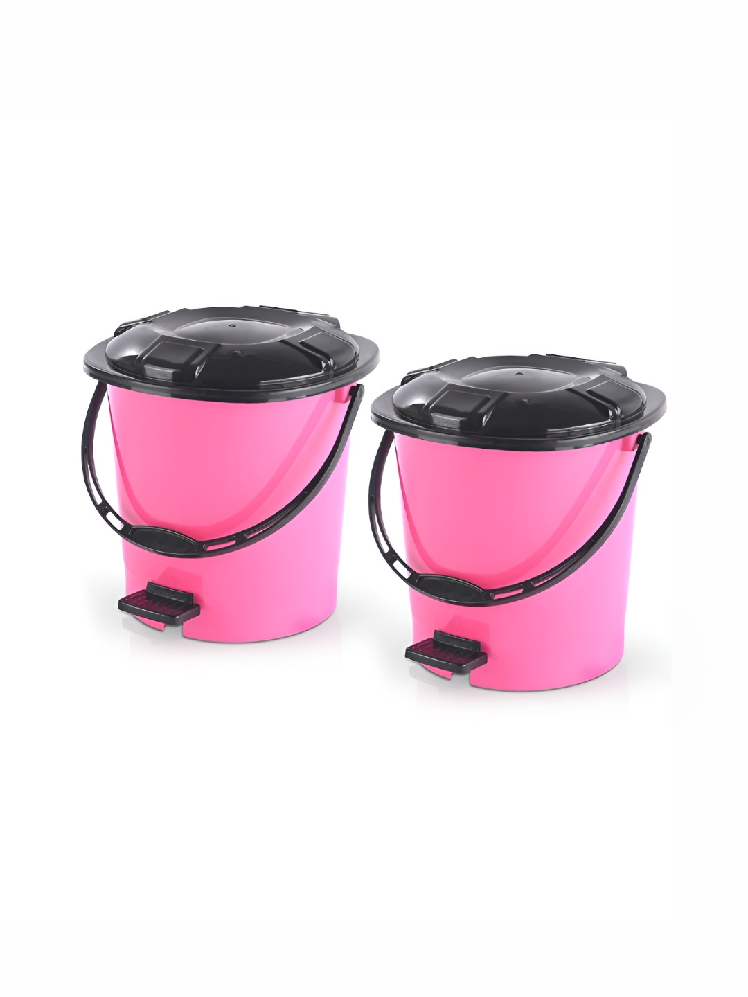 Aura Pink & Black 2 Pieces One Tab Pedal Dustbins 7L