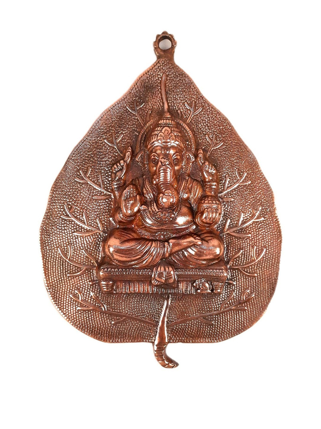 apka mart Bronze Ganesh Leaf Wall Hanging Statue