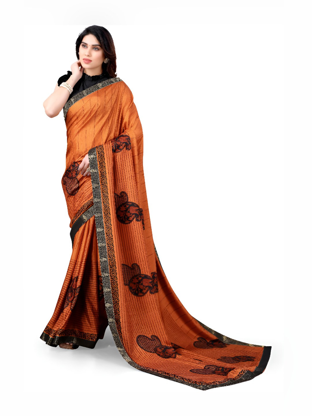 MADHUR MILAN Paisley Printed Pure Georgette Saree