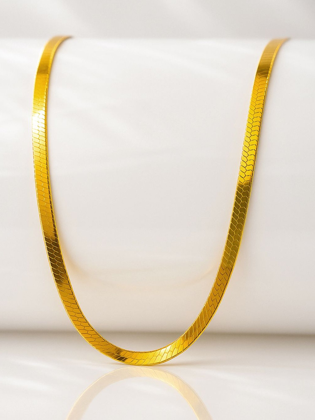 Roadster Men's 18K Gold-Plated Stainless Steel Tarnish-Free Waterproof Flat Snake Chain