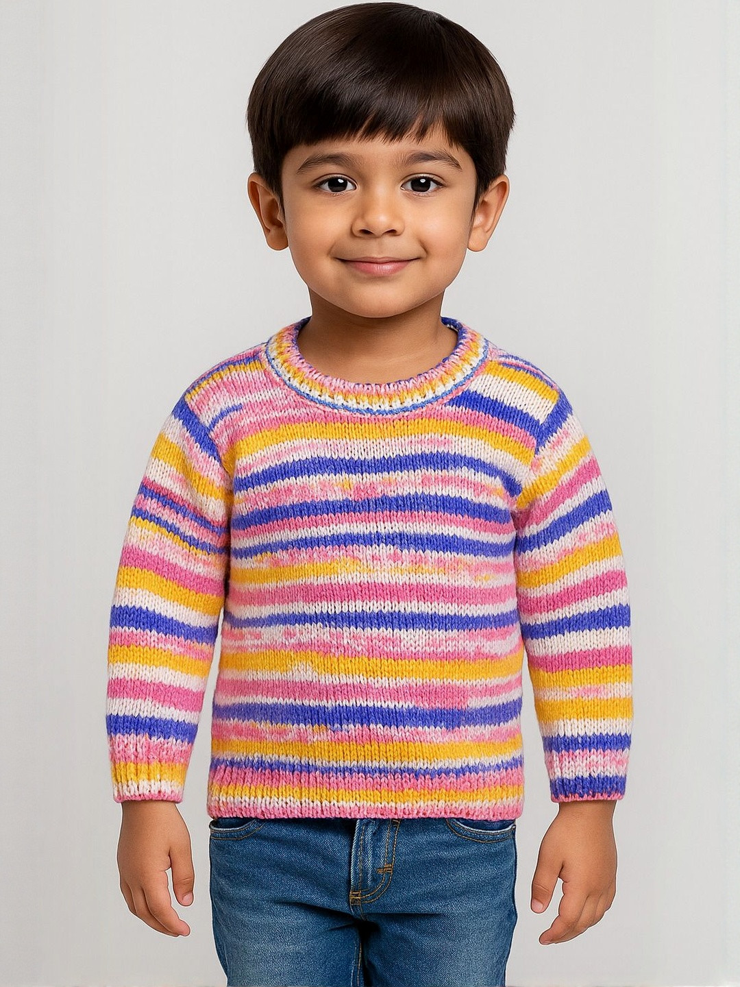 Mmaisha Unisex Kids Multicolor Wool Striped Sweater