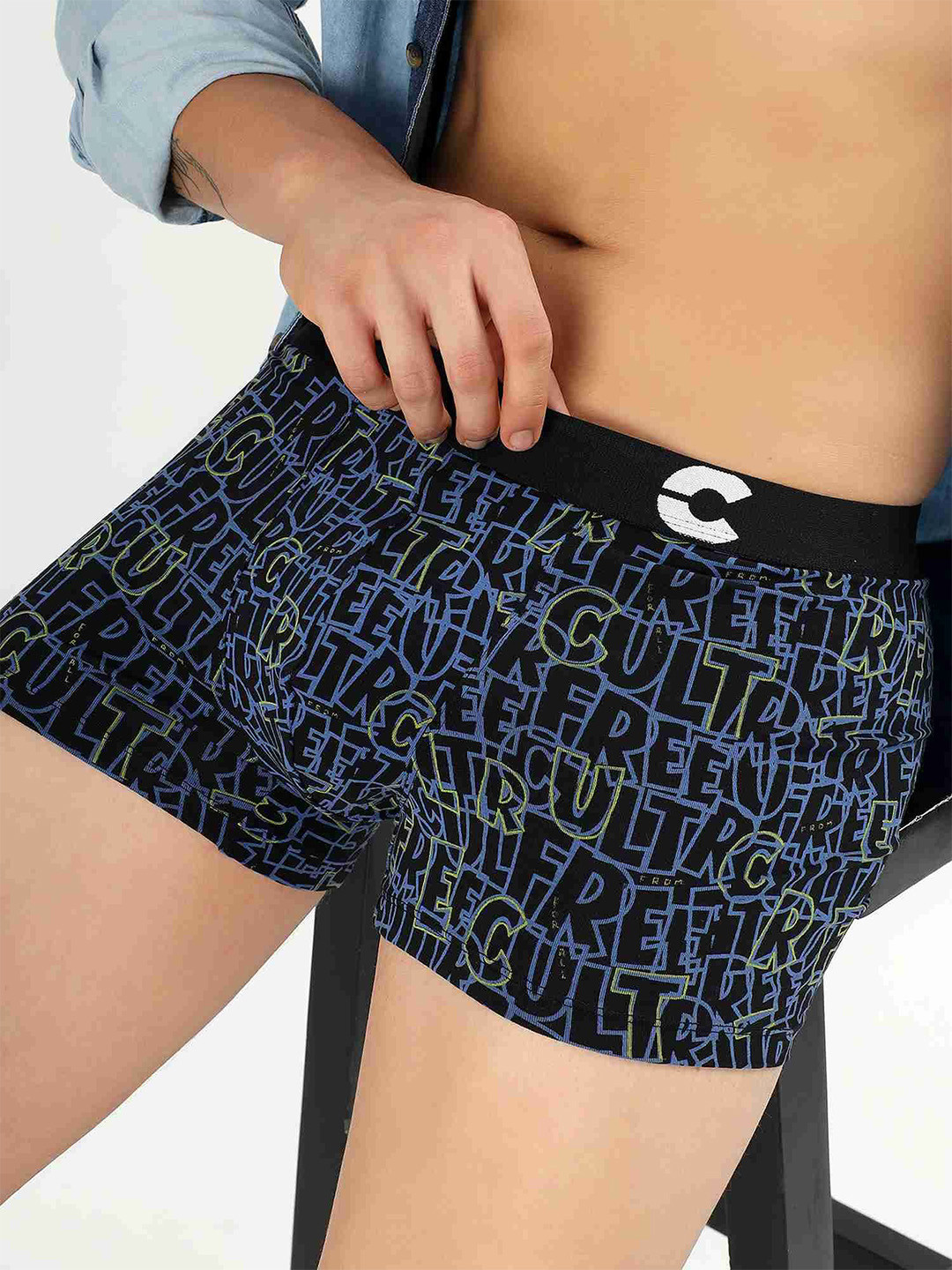FREECULTR Printed Cotton Stretch Long Trunk FC-CTN-PT-T-LG-FCBLK-01
