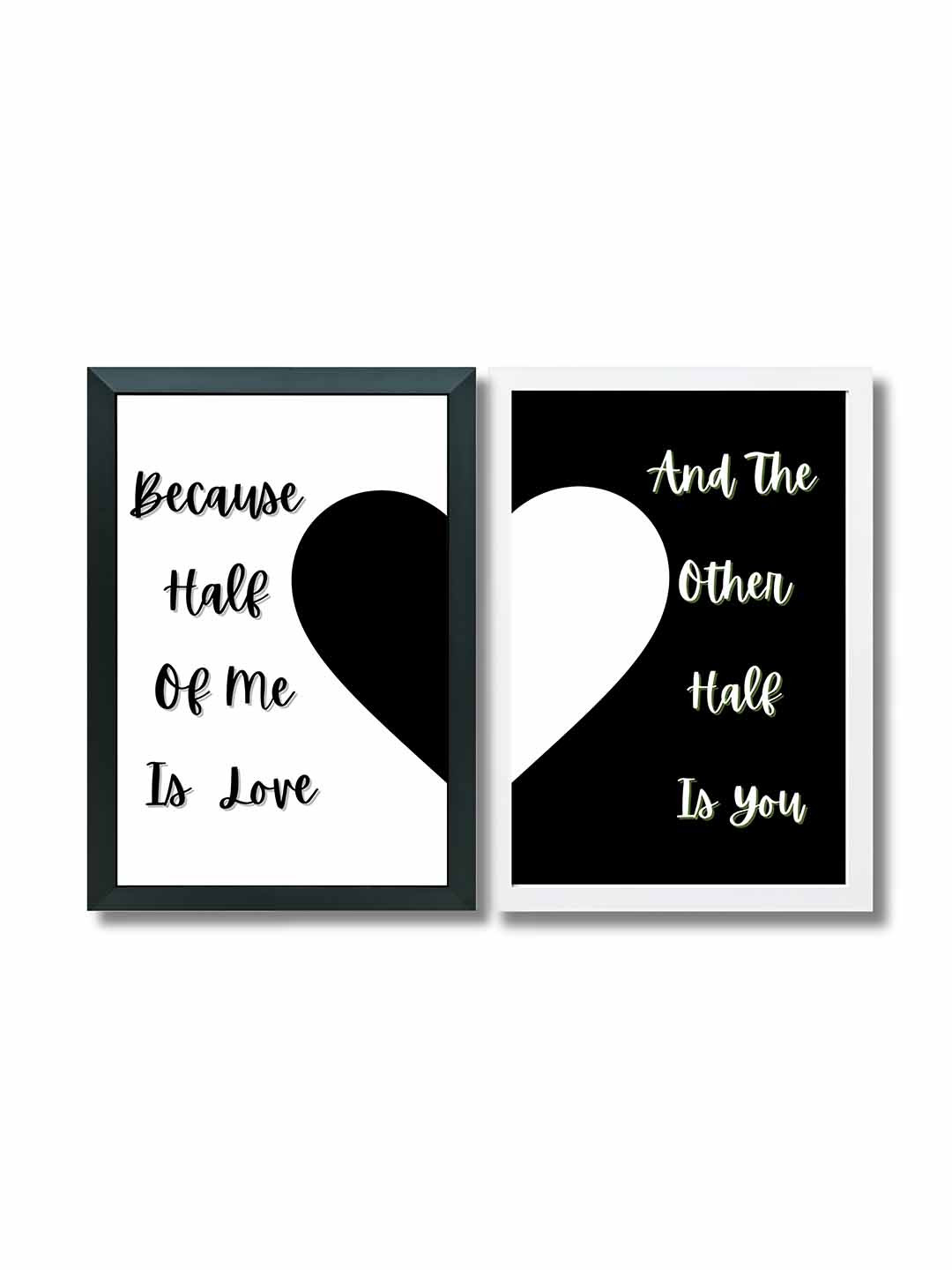 Aisha Decorz Black Set of 2 Piece Half Heart Quotes Wall Art