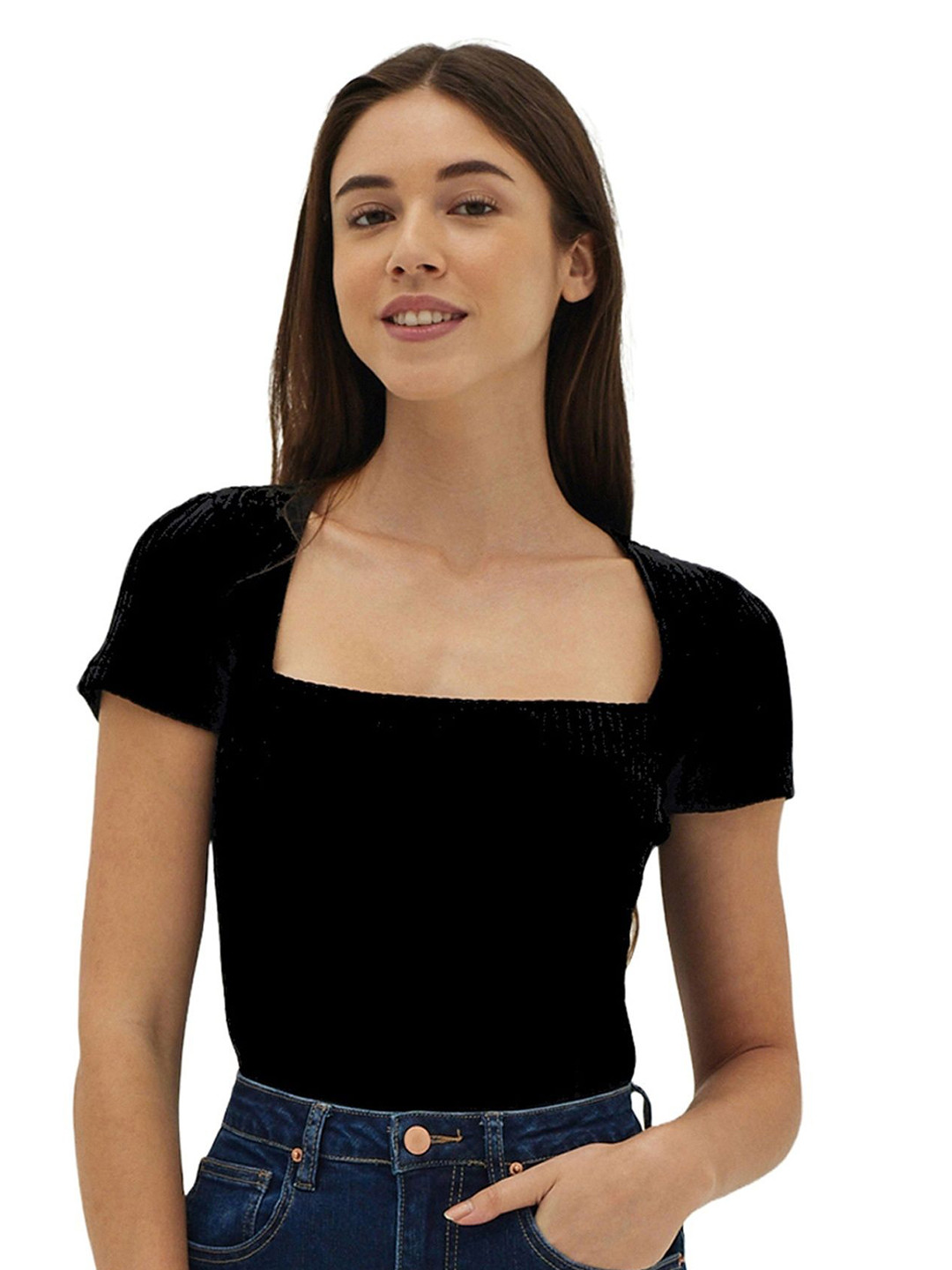 Stars and You Women Short Sleeves Square Neck Top