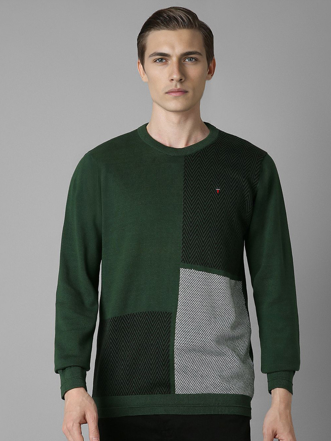 Louis Philippe Sport Printed Crew Neck Pullover Sweater