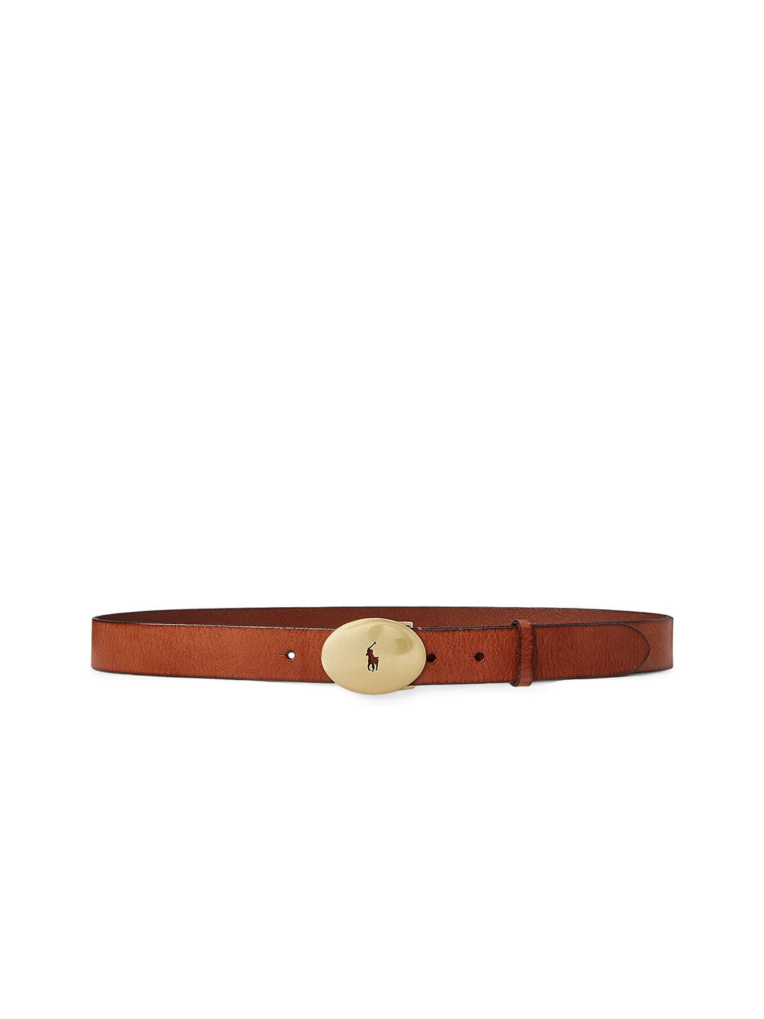 Polo Ralph Lauren Women Textured Polo ID Oval-Buckle Leather Vachetta Belt