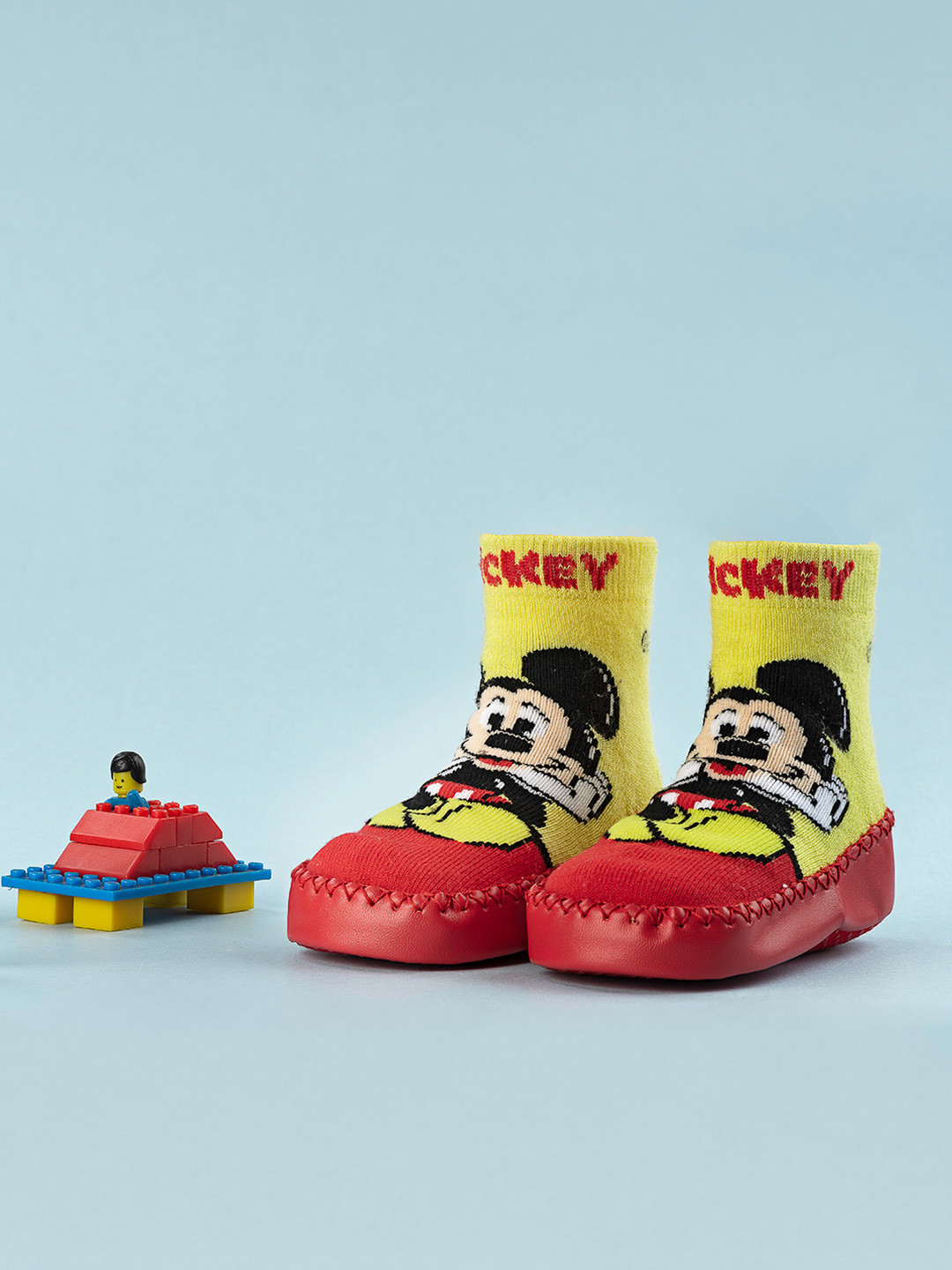 Yellow Bee Infant Boys Mickey Mouse Patterned Ankle Length Socks