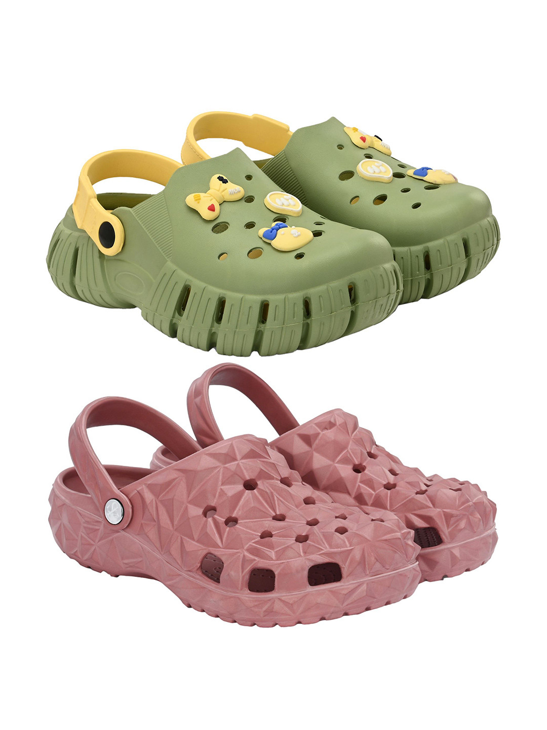 BIRDE Set Of 2 Self Design Patterned Outsole Clogs