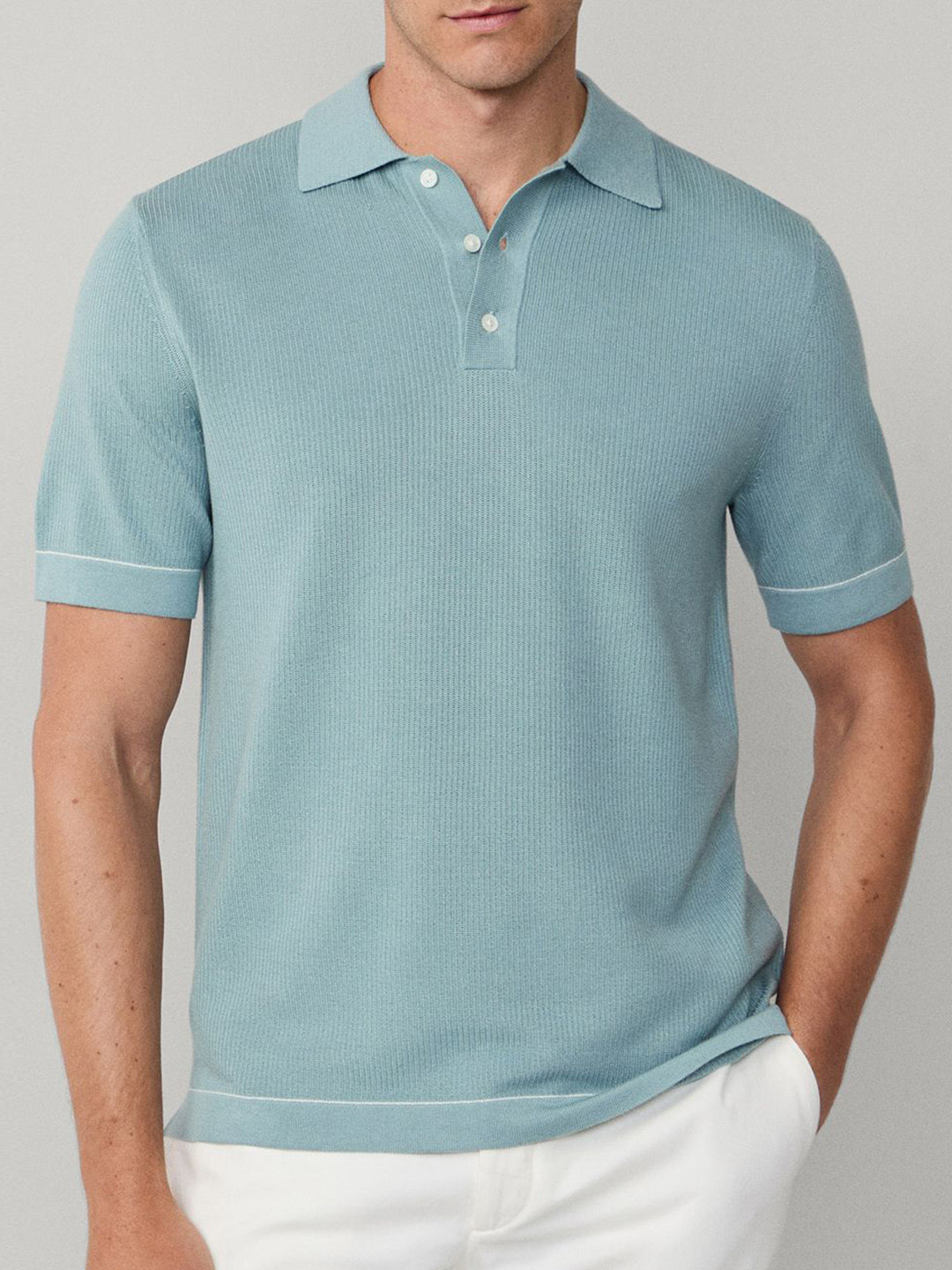 HACKETT LONDON Self Design Polo Collar Cotton T-shirt