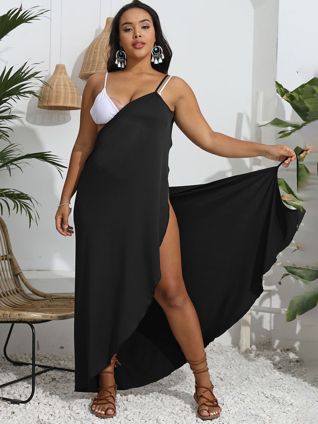 JC Mode Colourblocked Shoulder Straps Wraparound Swimwear Cover Up Top