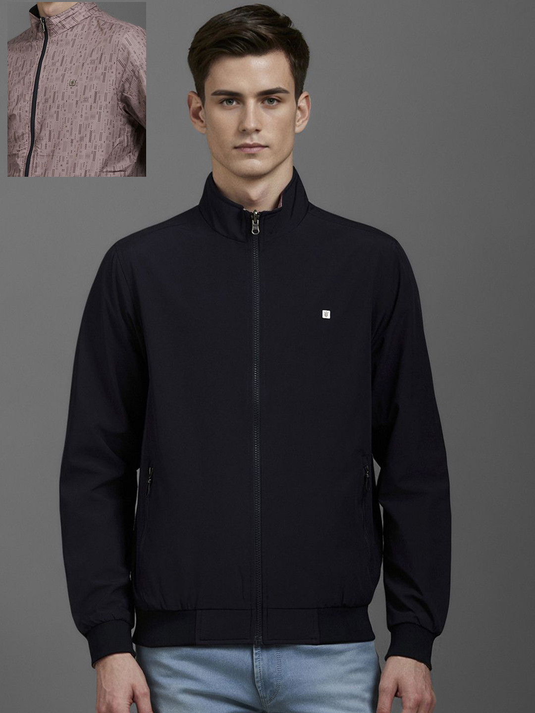 Louis Philippe Sport Mock Collar Open Front Jacket