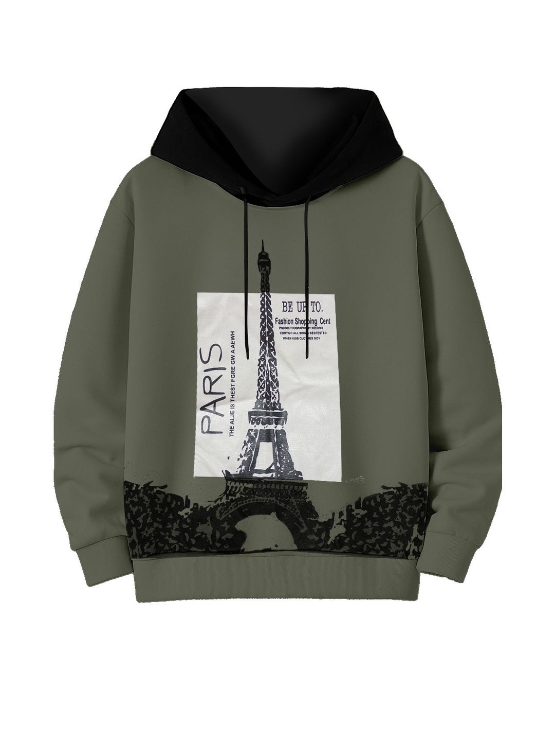 Fasha Kids Olive Printed Soft-Comfortable Hooded Sweatshirt