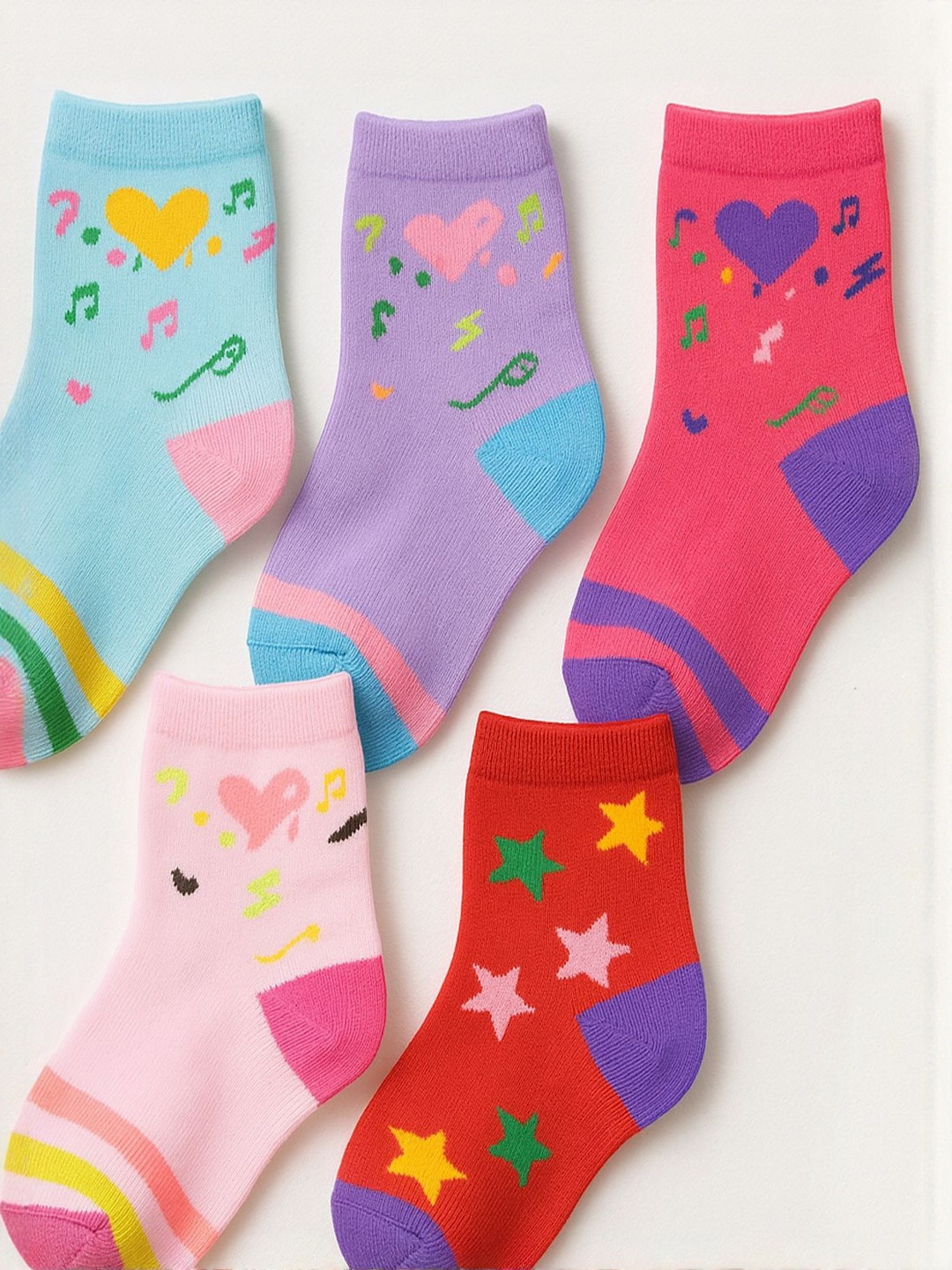 Cortica Kids Pack of 6 Cotton Lycra Patterned Socks