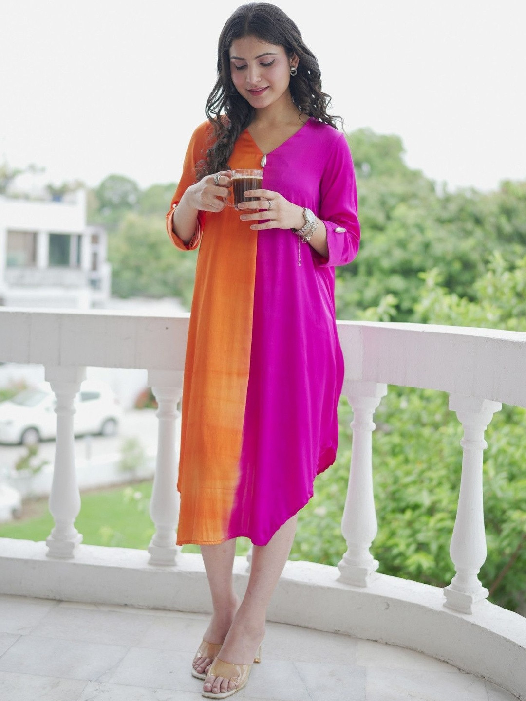 Sivaka Women V-Neck A-Line Dress