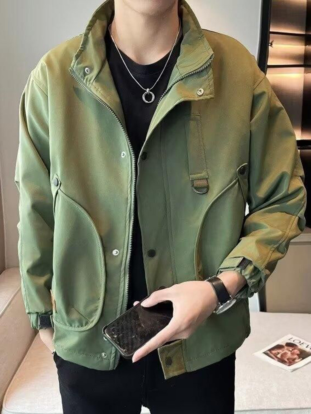 StyleCast Stand Collar Open Front Jacket