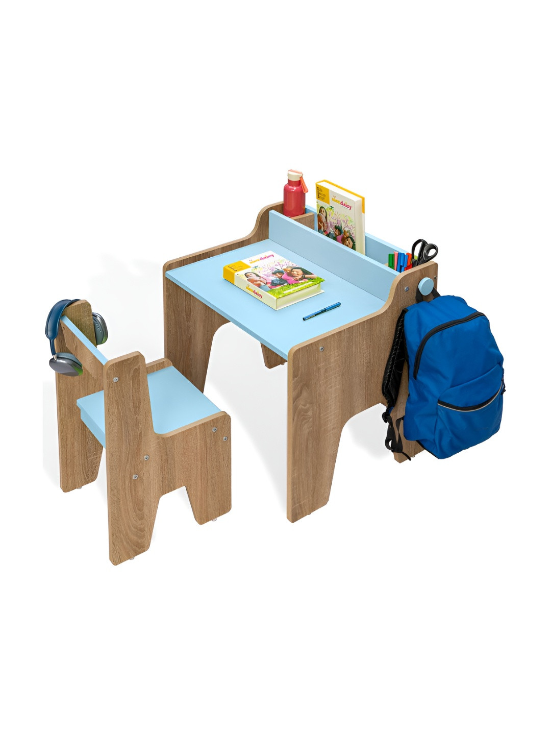 Alex Daisy Kids Blue & Brown Engineered Wood Study Table & Chair