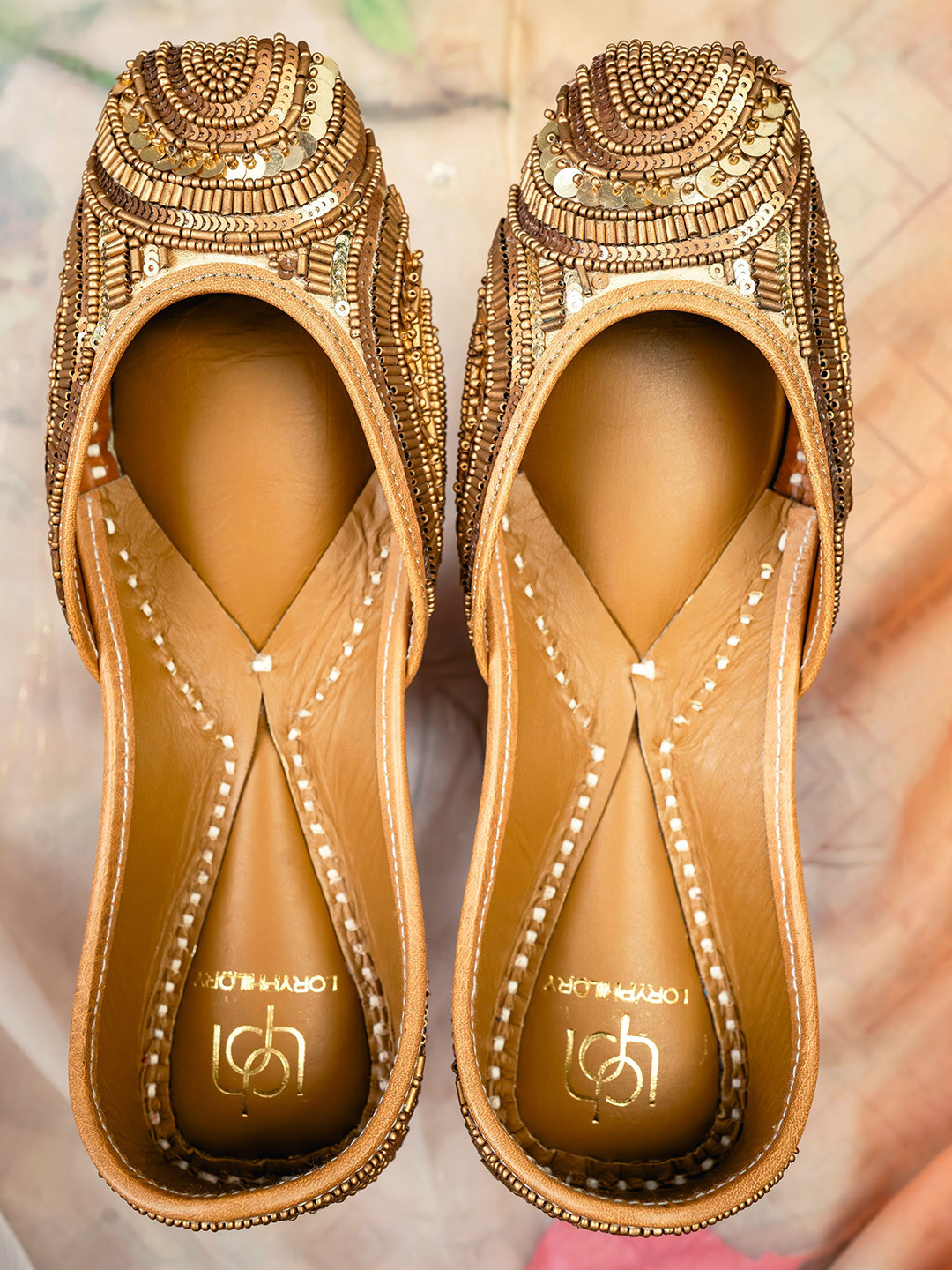 LORYPHILORY Embellished Beaded Ethnic Open Toe Flats