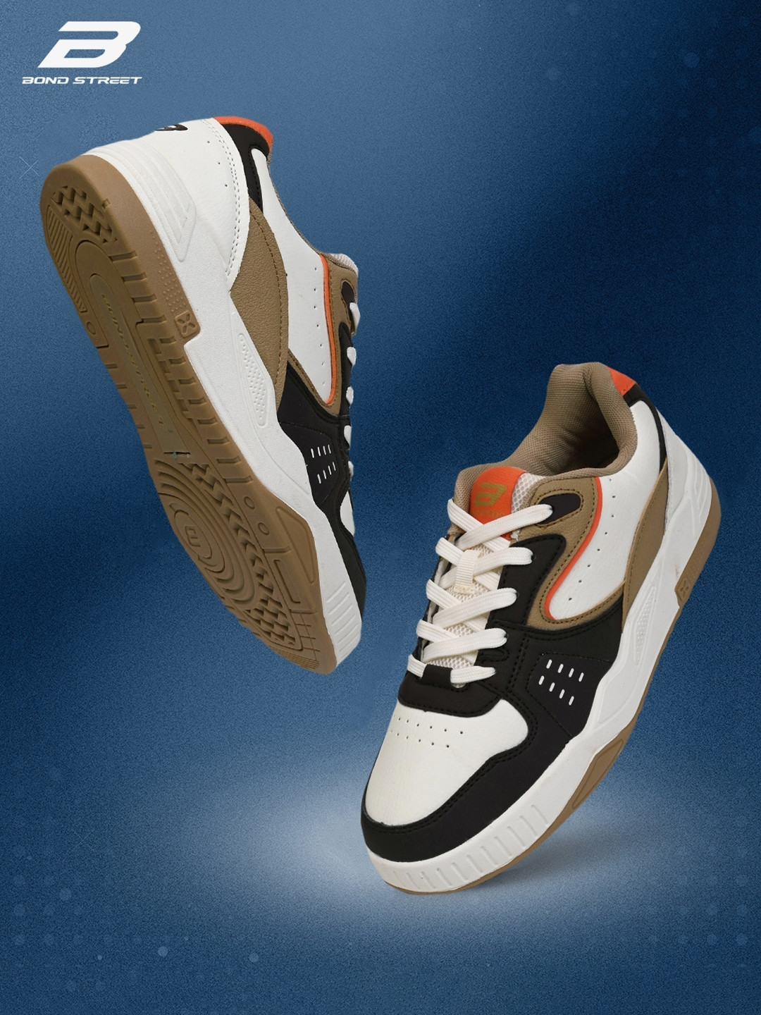 Bond Street Men's White & Brown Casual Sneakers