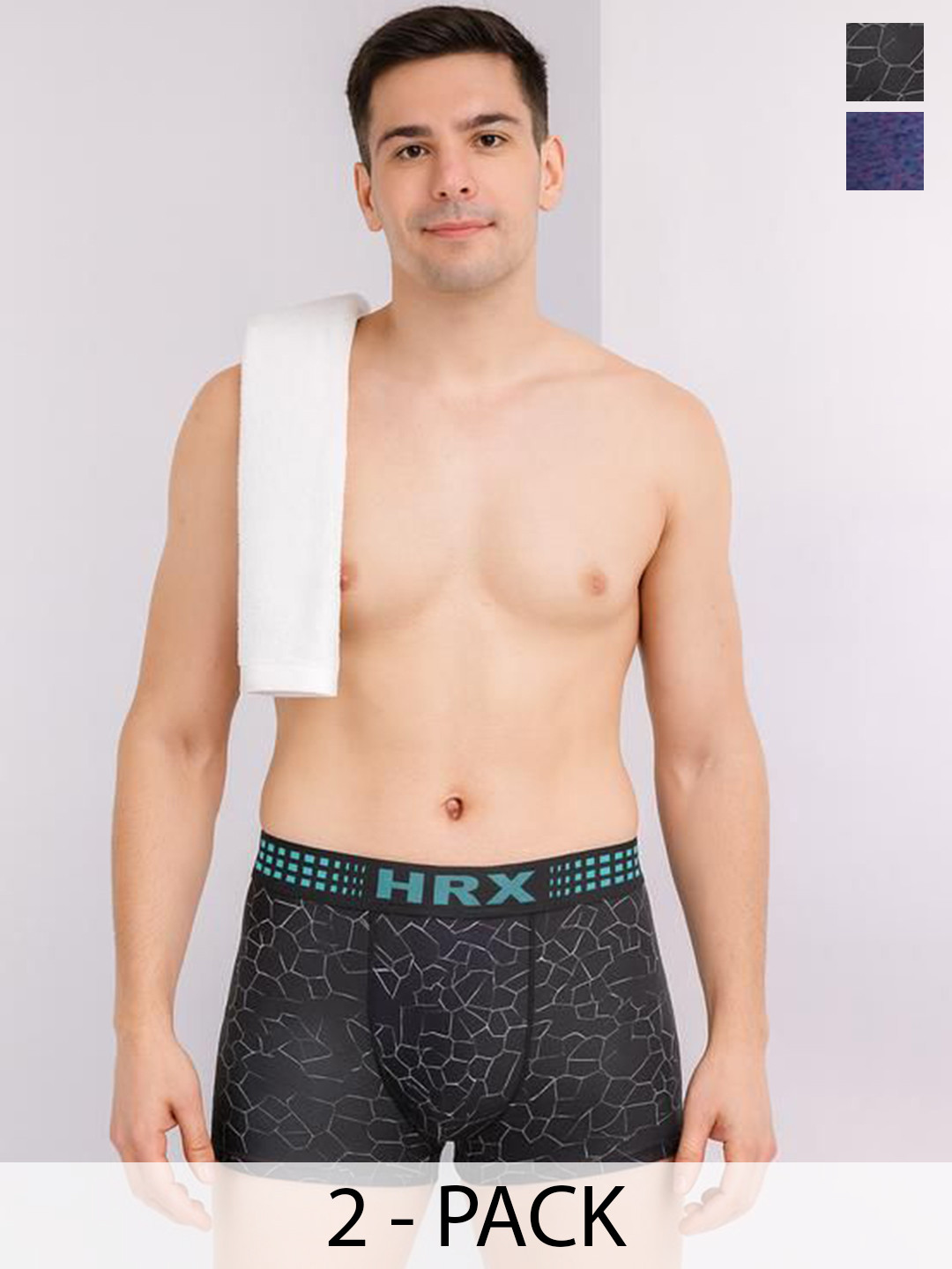 HRX by Hrithik Roshan Pack Of 2 Printed Trunks RE-HTO-PV-Print-105-114-S-Purple
