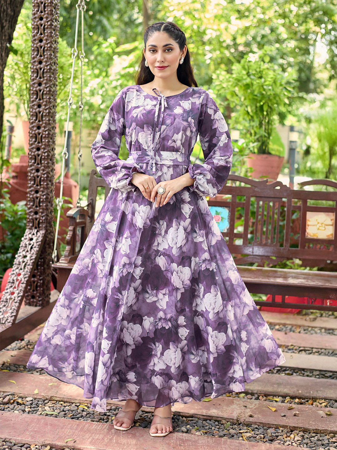 SARINKU Women Floral Print Fit and Flare Casual Dress