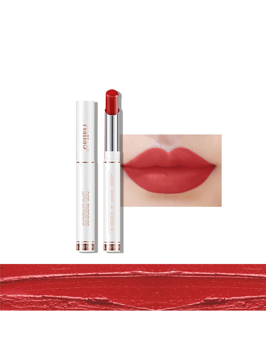 Maliao Non-Transfer Matte Finish Long Lasting & Smooth Lipstick 3.8 g- Brave Red 105