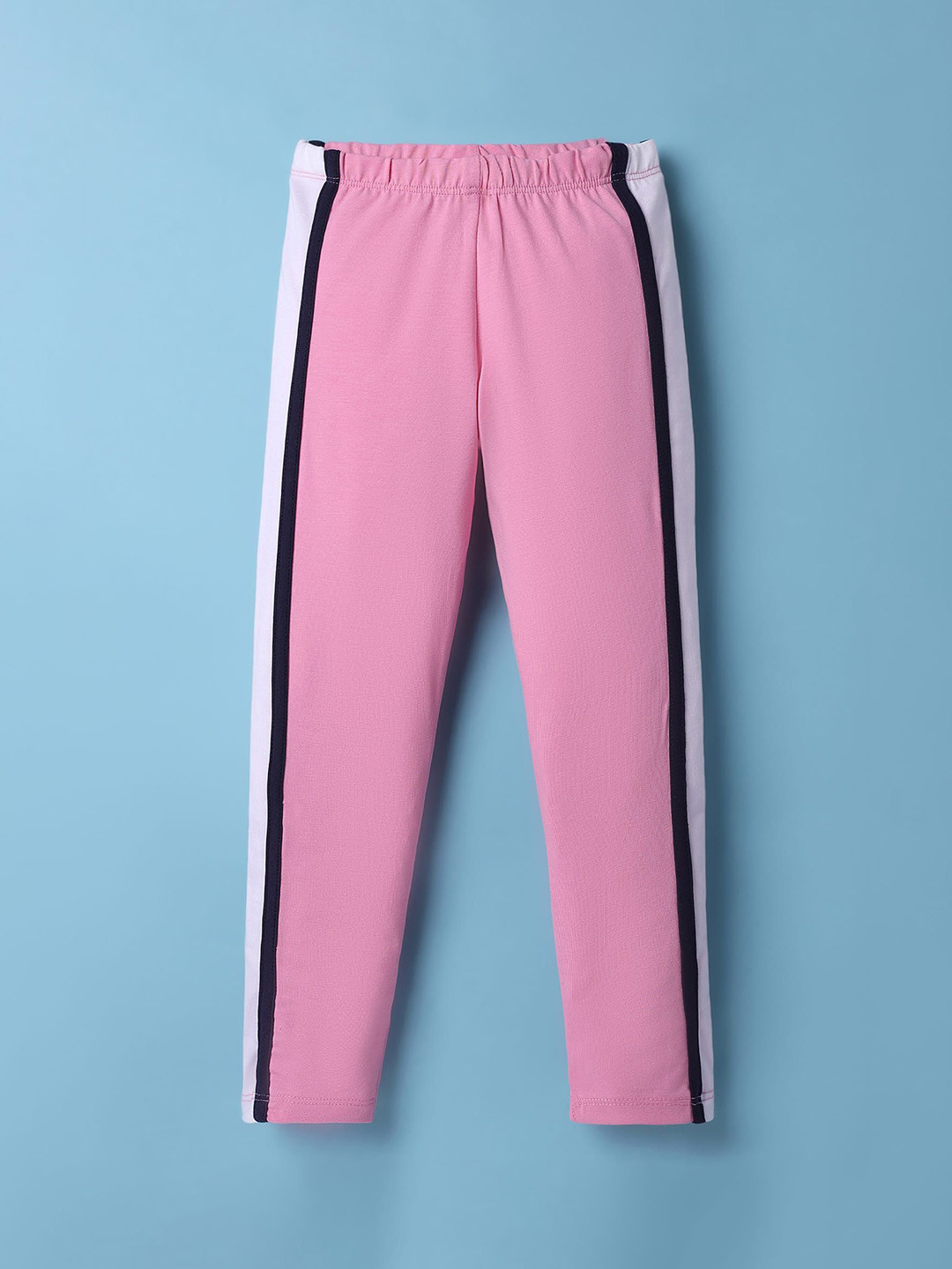 CrayonFlakes Girls Solid Side Taped Cotton Lycra Track Pants