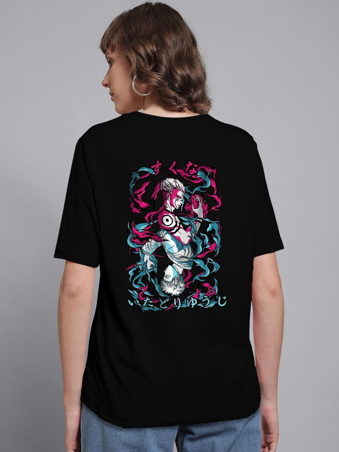 PVC RAIMENTS Women Black Printed Round Neck T-shirt