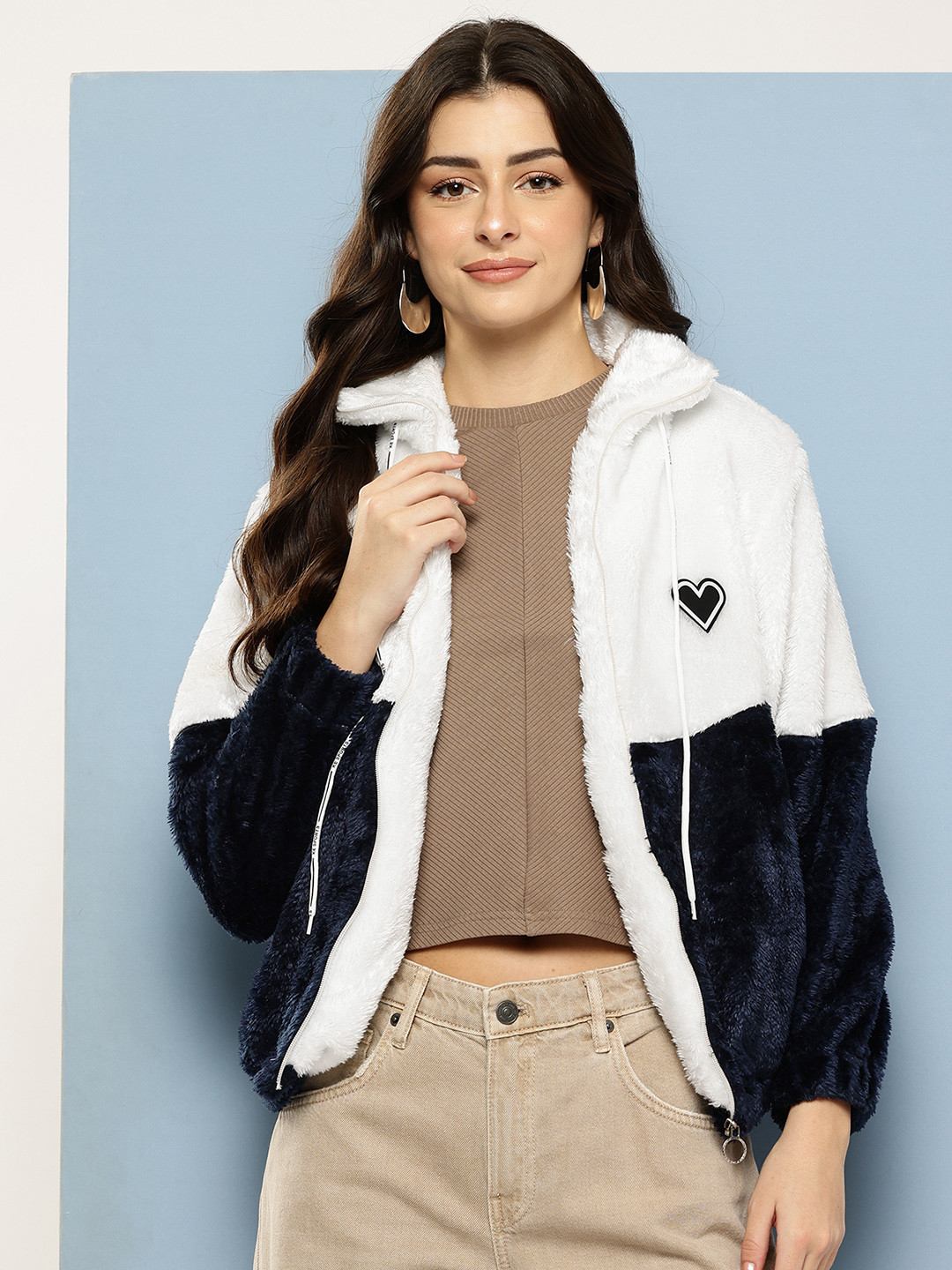 Aarika Faux Fur Colourblocked Jacket