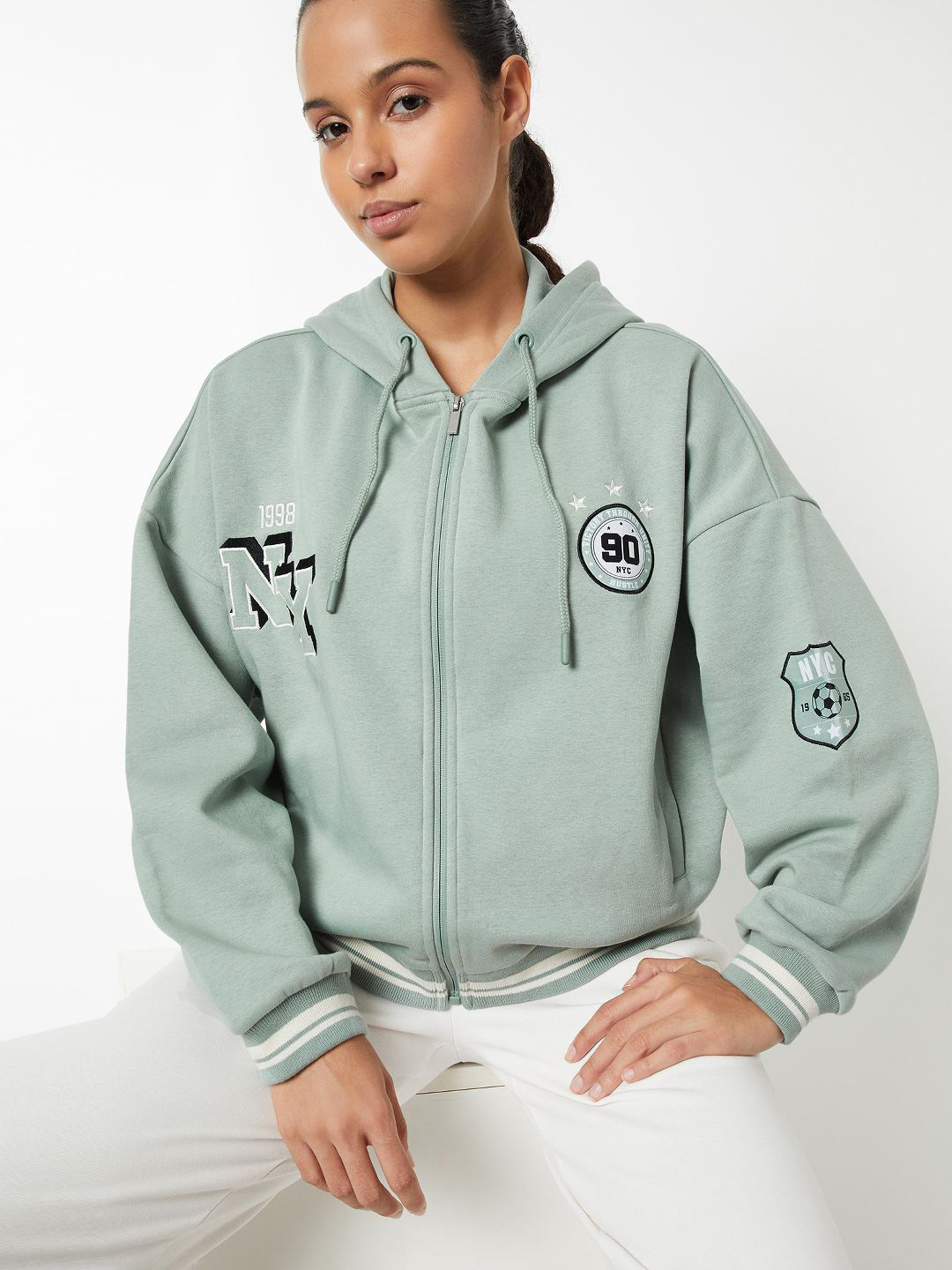 max Crop Denim Jacket With Patchwork Cotton Crop Denim Jacket