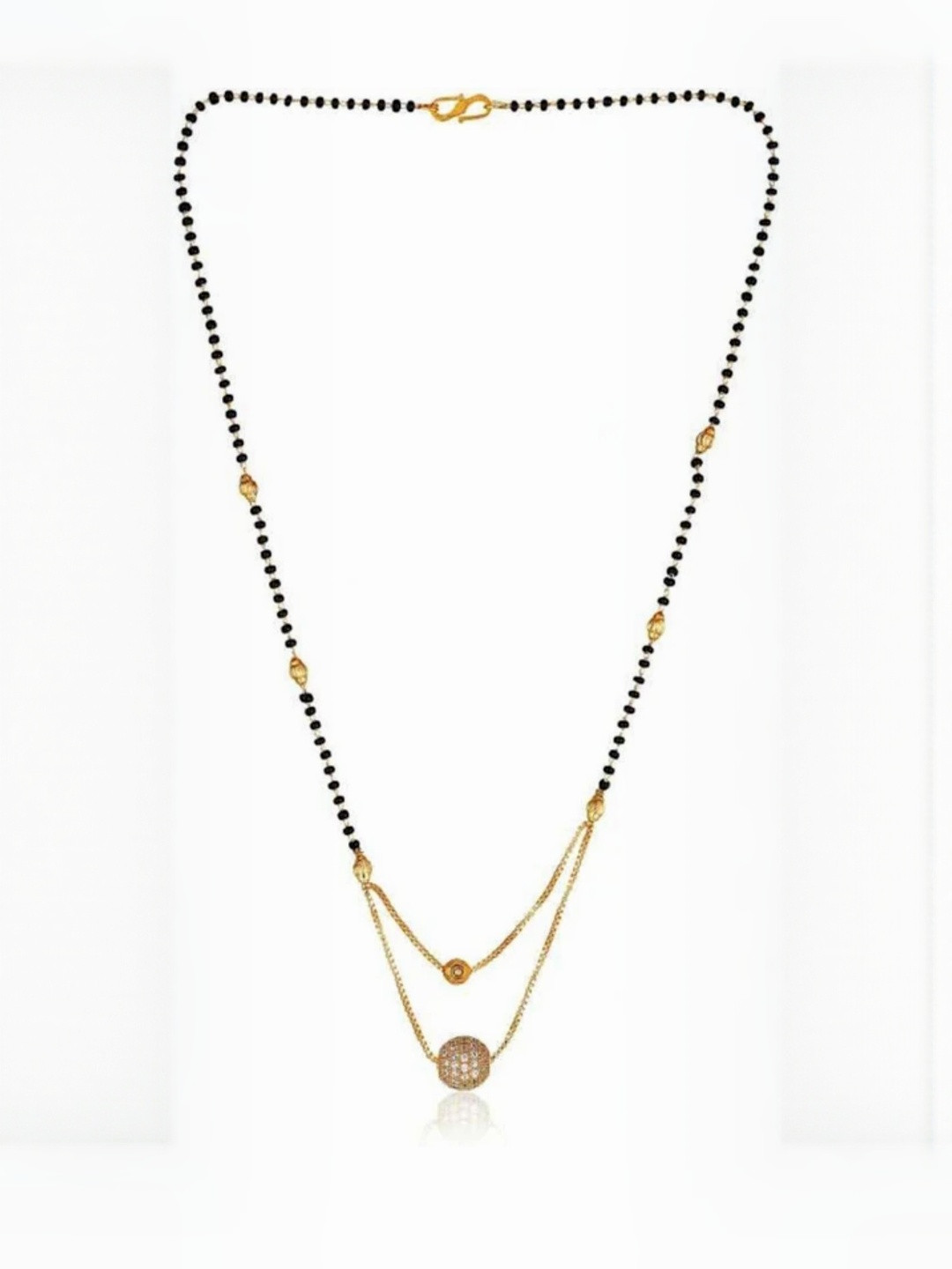 ADITYA COLLECTION Women Black & Gold-Plated Artificial Stones & Beads Alloy Mangalsutra