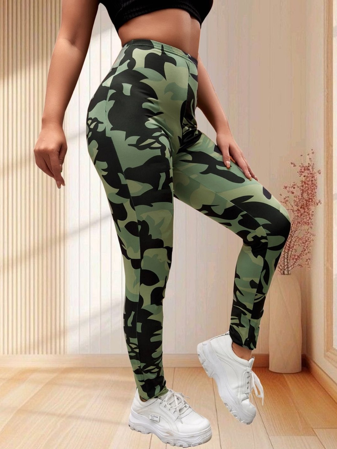 Moda Rapido Women Olive Green Stretchable Cotton Lycra Blend Jeggings