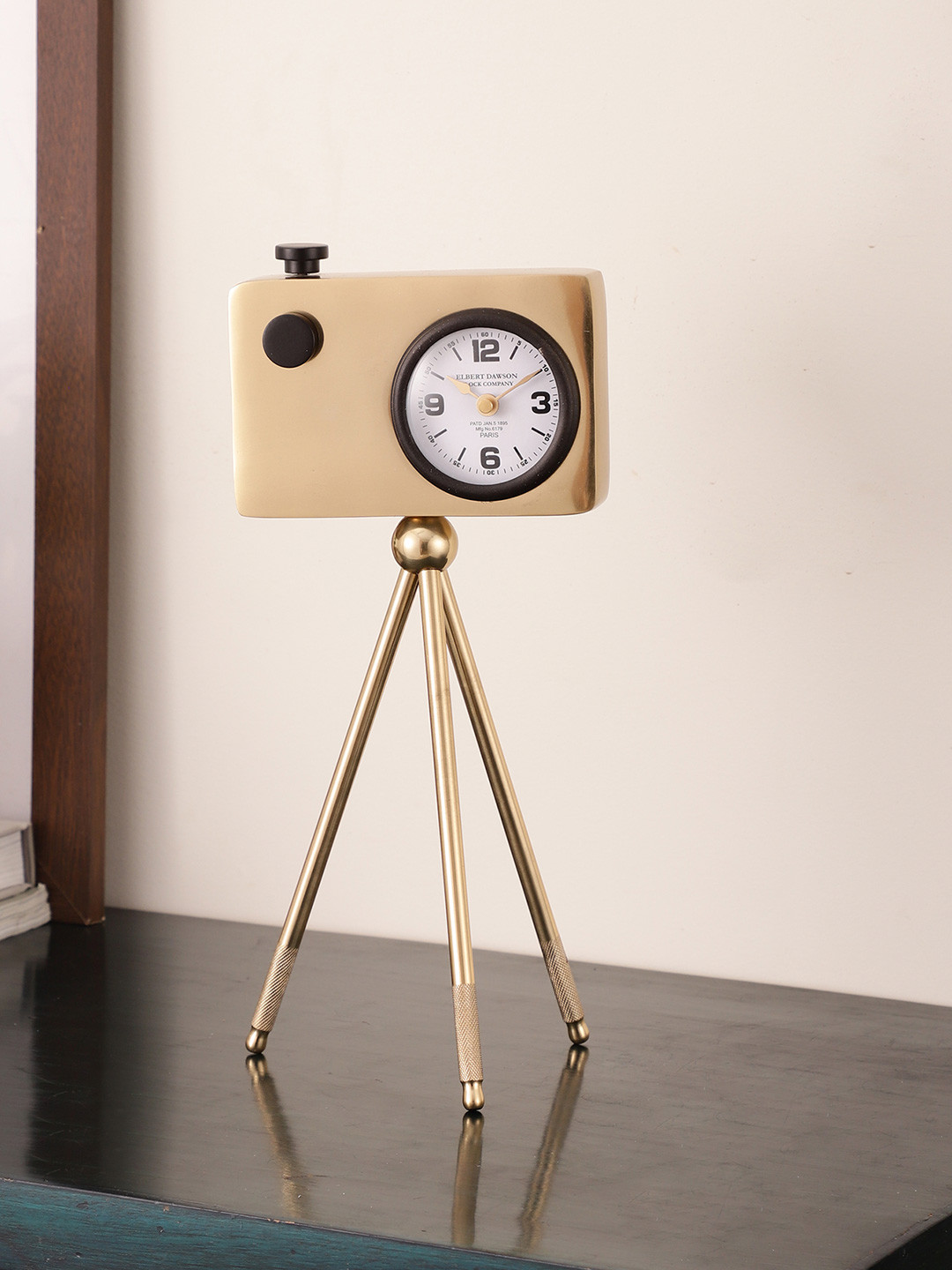 Decor de Maison Gold-Toned & Black Traditional Metal Table Clock