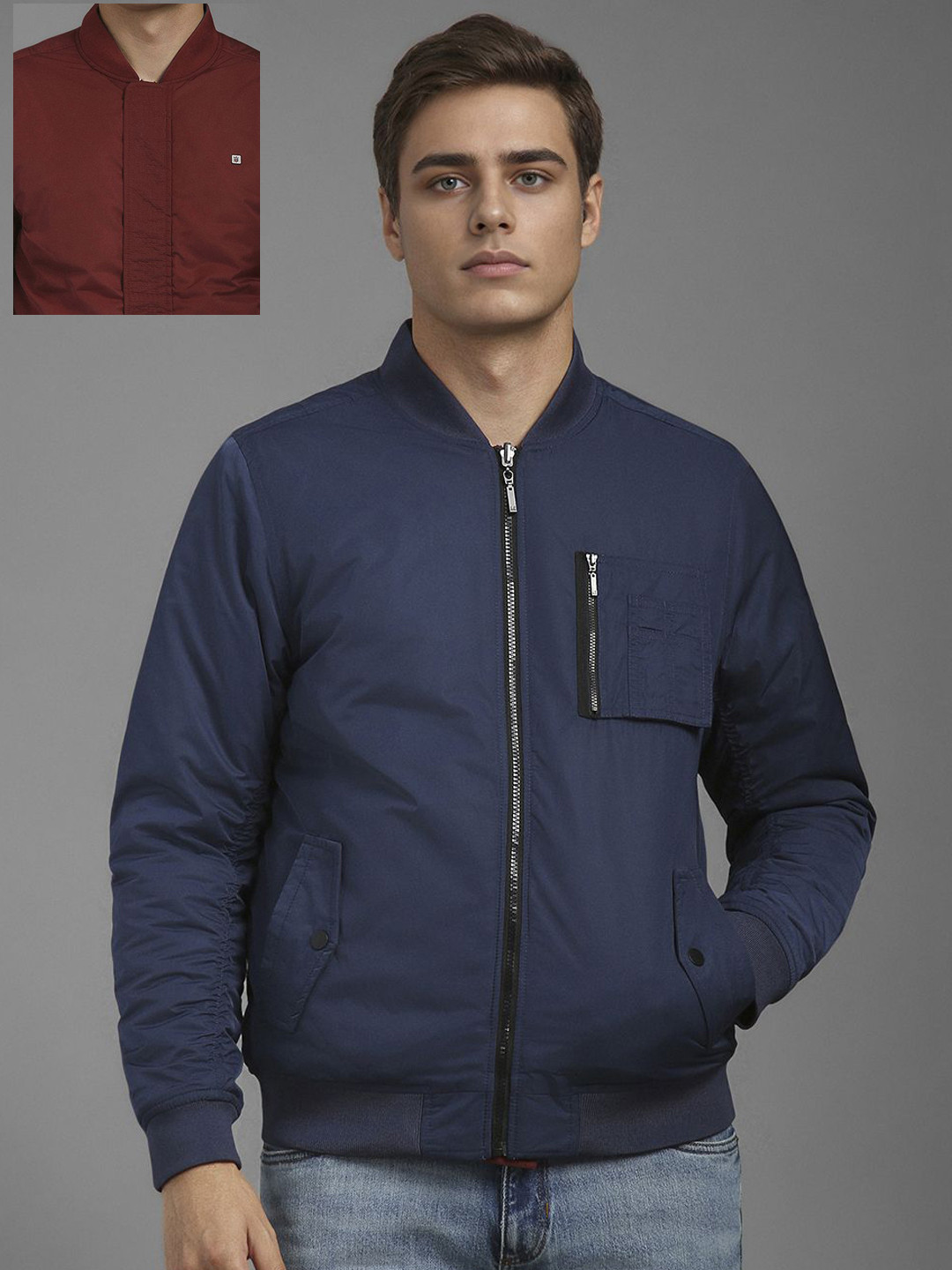 Louis Philippe Jeans Pack Of 2 Open Front Mock Collar Jackets