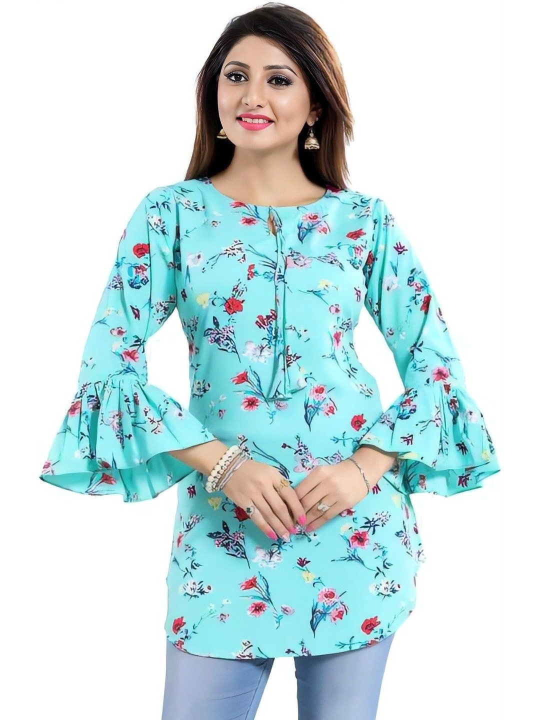 HIALTO Women Turquoise Blue Solid Other Tops