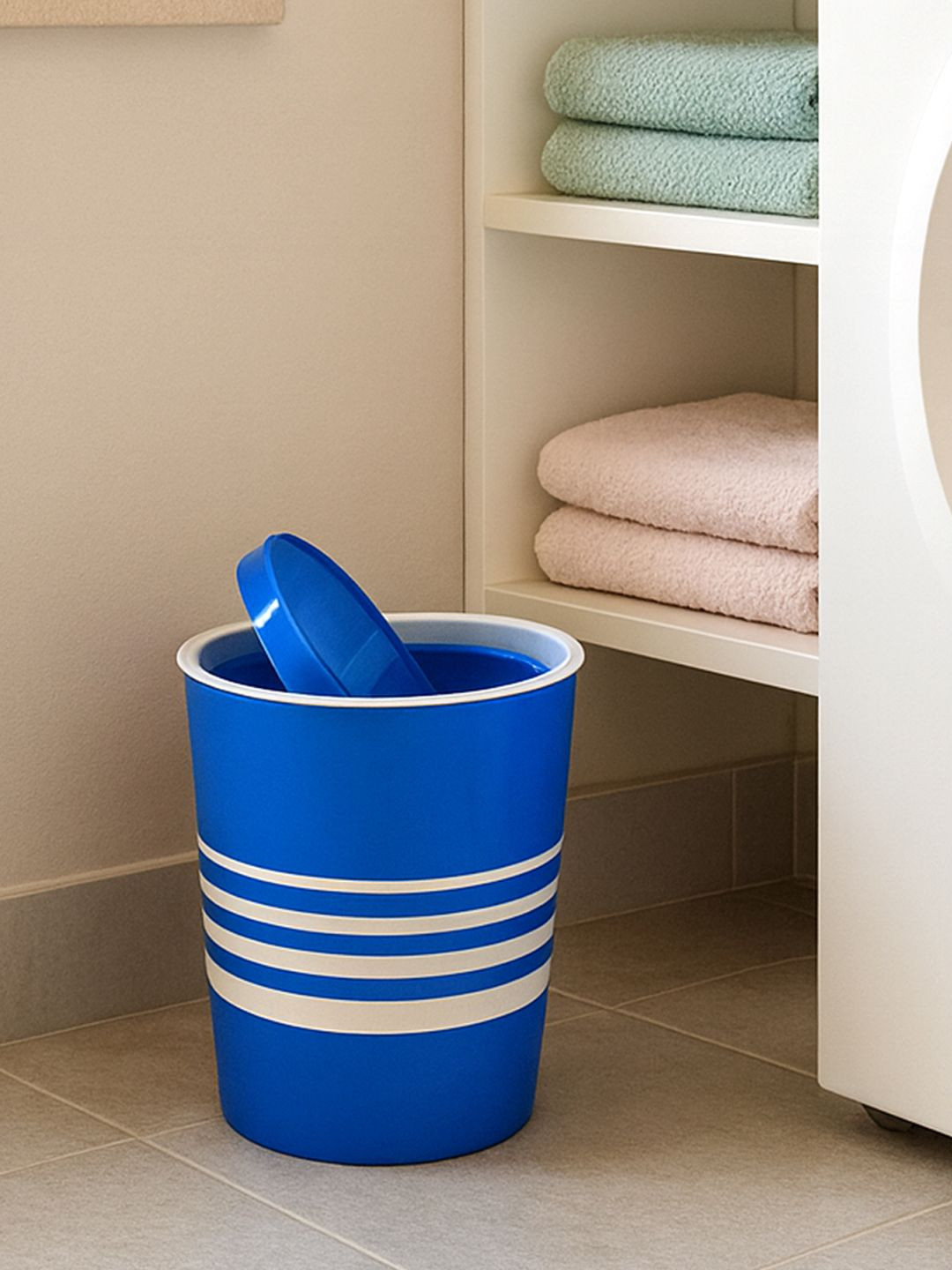 Kuber Industries Blue 6 Ltr Plastic Swing Dustbin with Lid