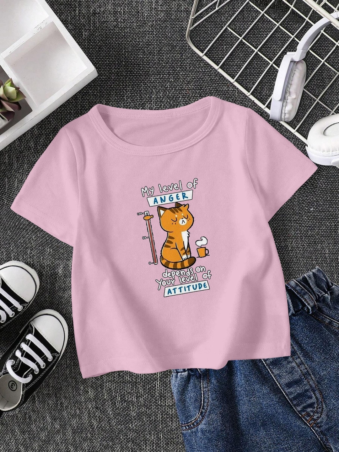 FIONAA TRENDZ Kids-Unisex Pink Cotton Tshirts