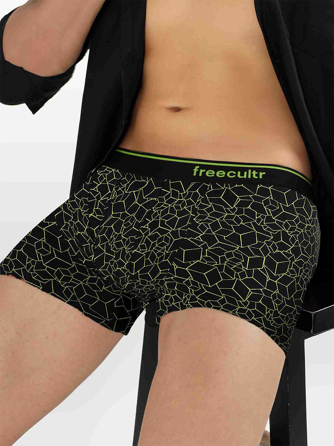 FREECULTR Printed Anti Bacterial Long Trunk FC-CTN-PT-T-TL-CBLK-01