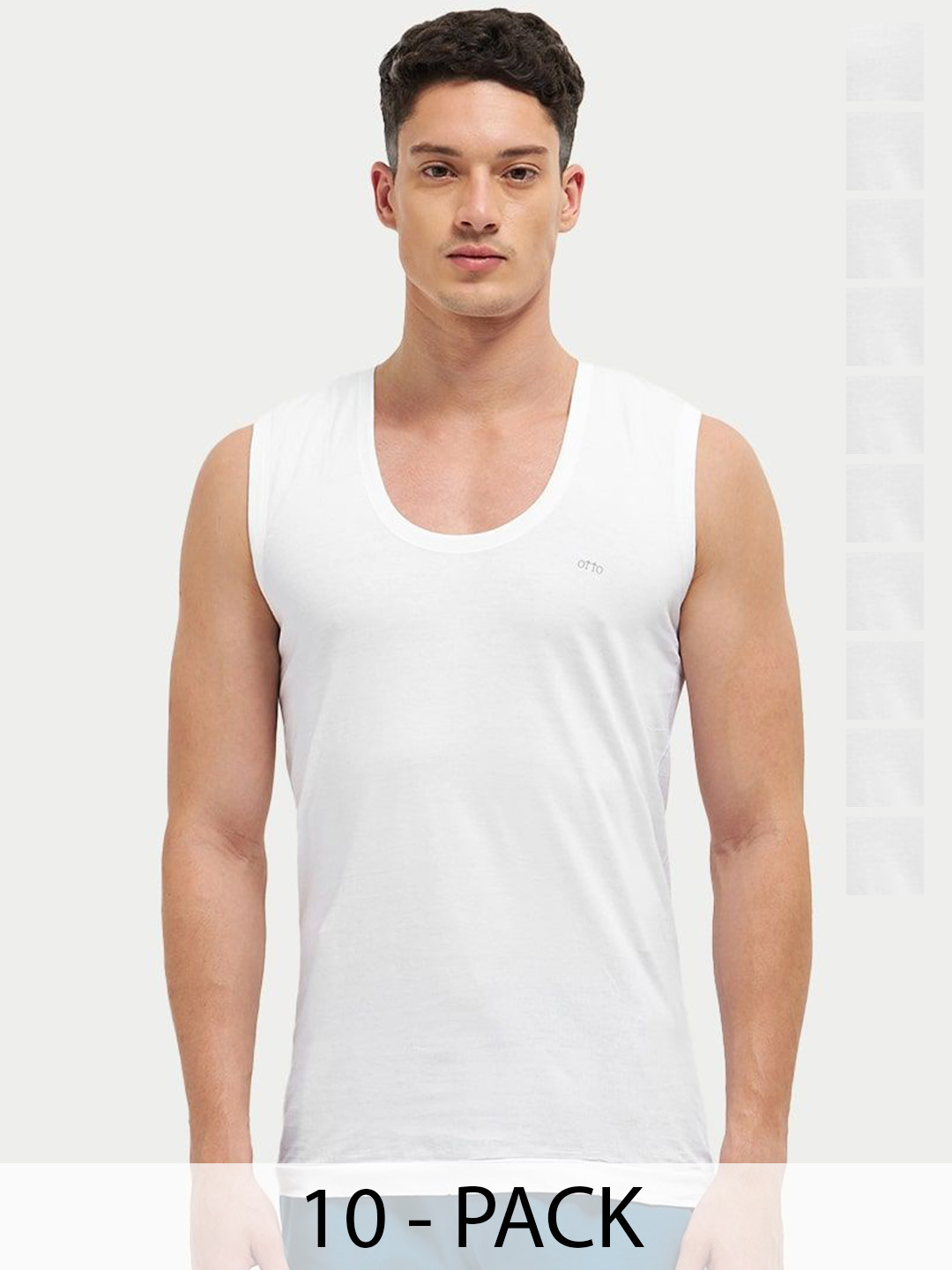 OTTO ESSENTIAL Men Pack Of 10 Cotton Innerwear Vests
