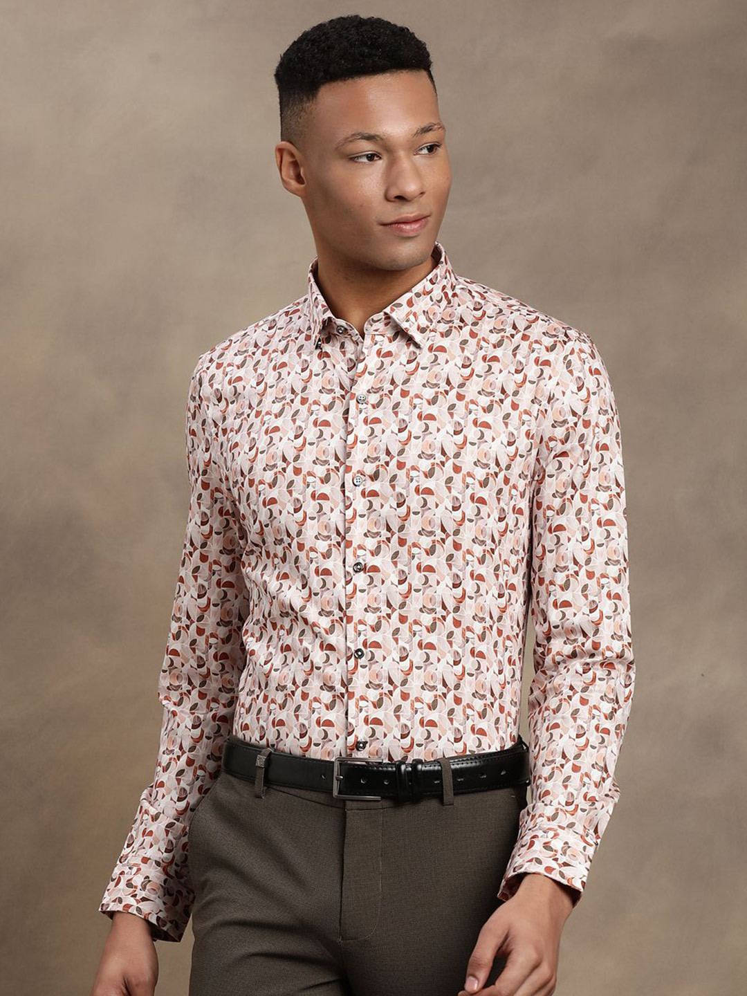 Turtle Floral Printed Classic Slim Fit Pure Cotton Shirt