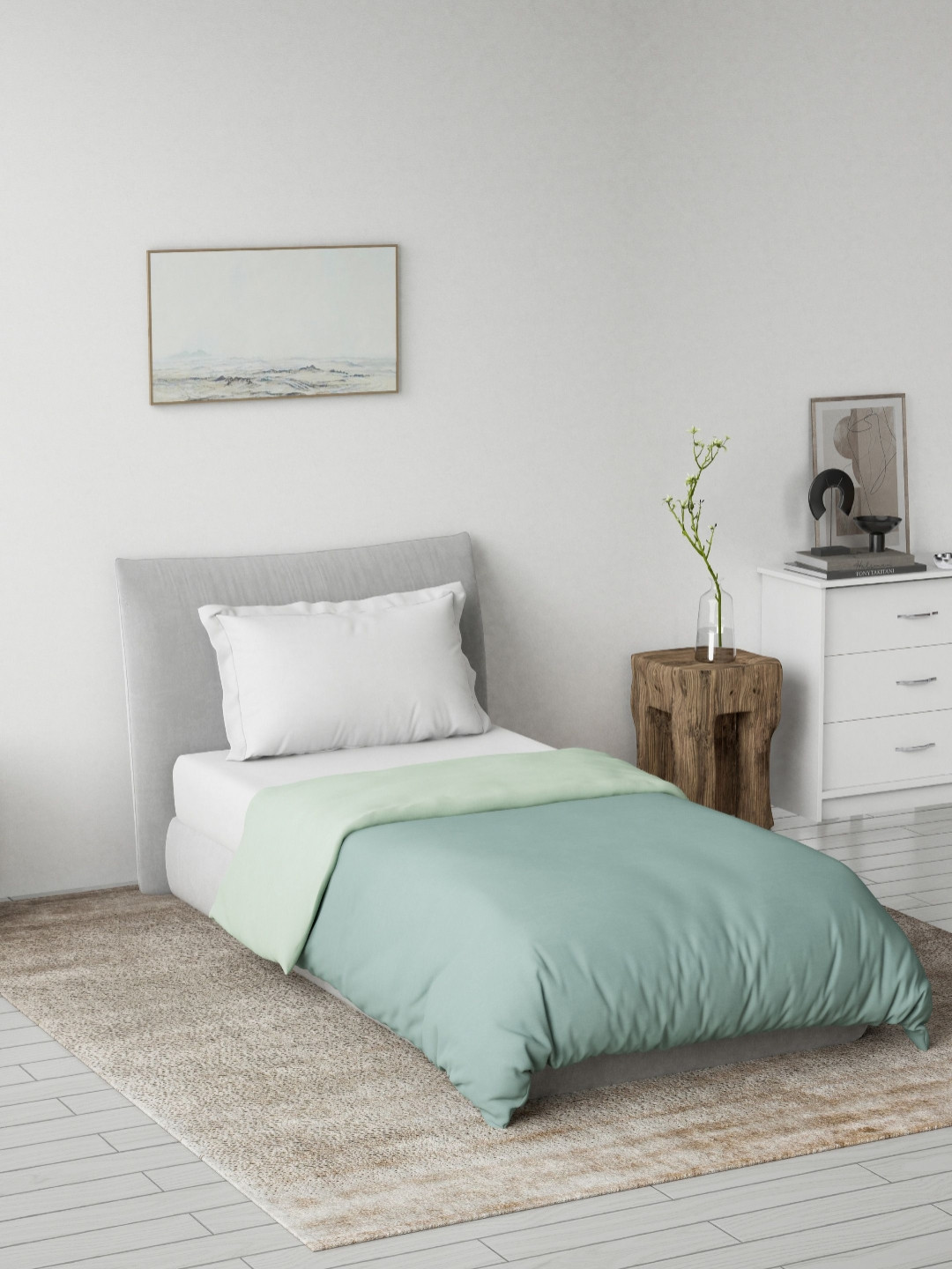 DDecor Spectrum Turquoise Blue Reversible AC Room 180 GSM Cotton Single Bed Quilt