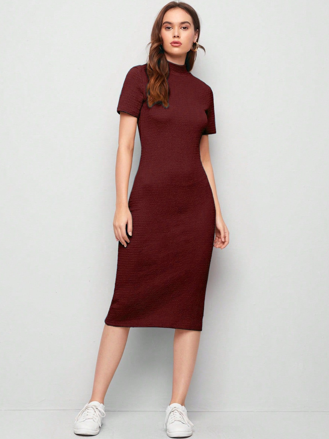 M&H Easy Women Crepe Bodycon Midi Dress