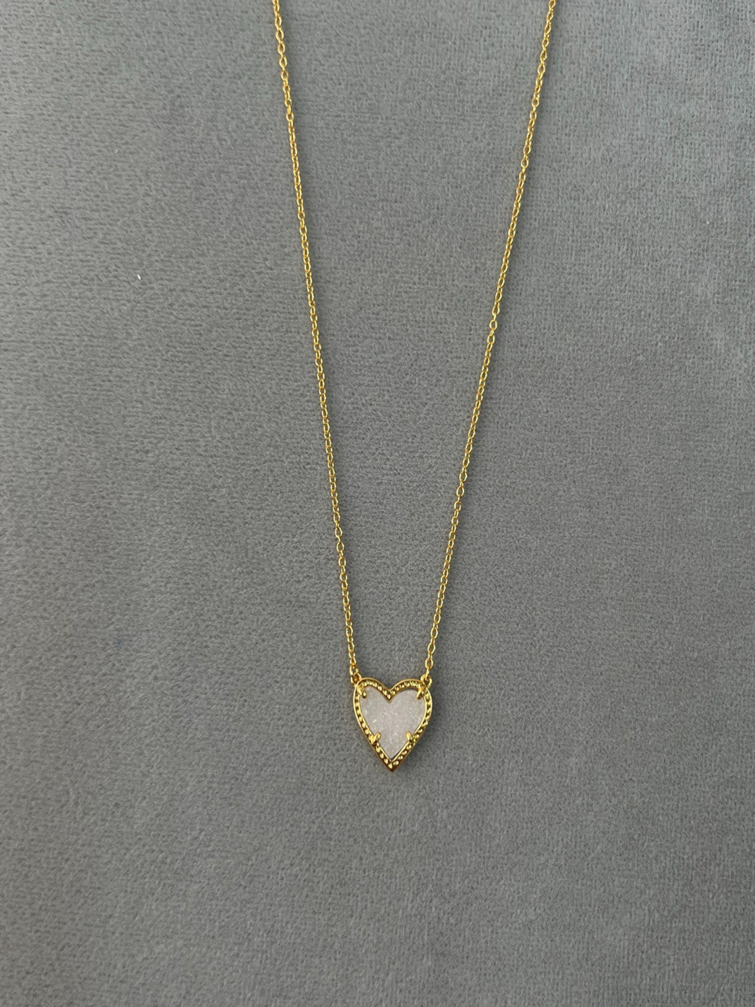 AQUASTREET 18K Gold Plated Waterproof Anti-Tarnish White Crystal Heart Pendant Necklace