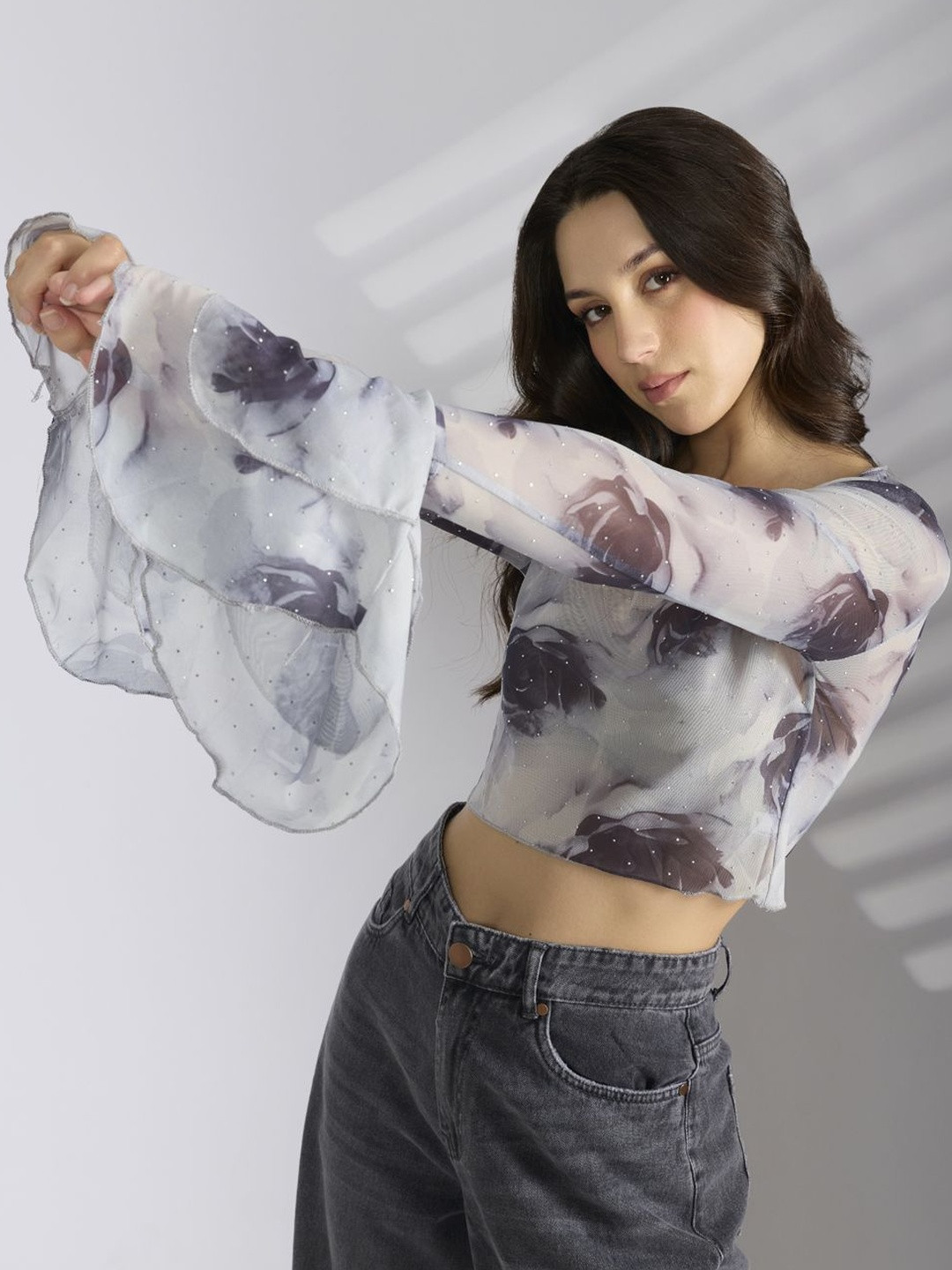 SHOWOFF Women Grey Dyed Nylon Tops