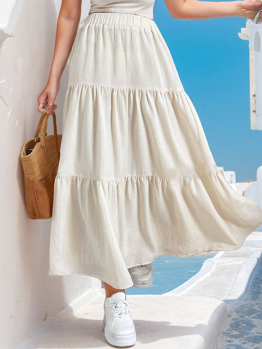 Fragancia Ruffle Flared Maxi Skirt