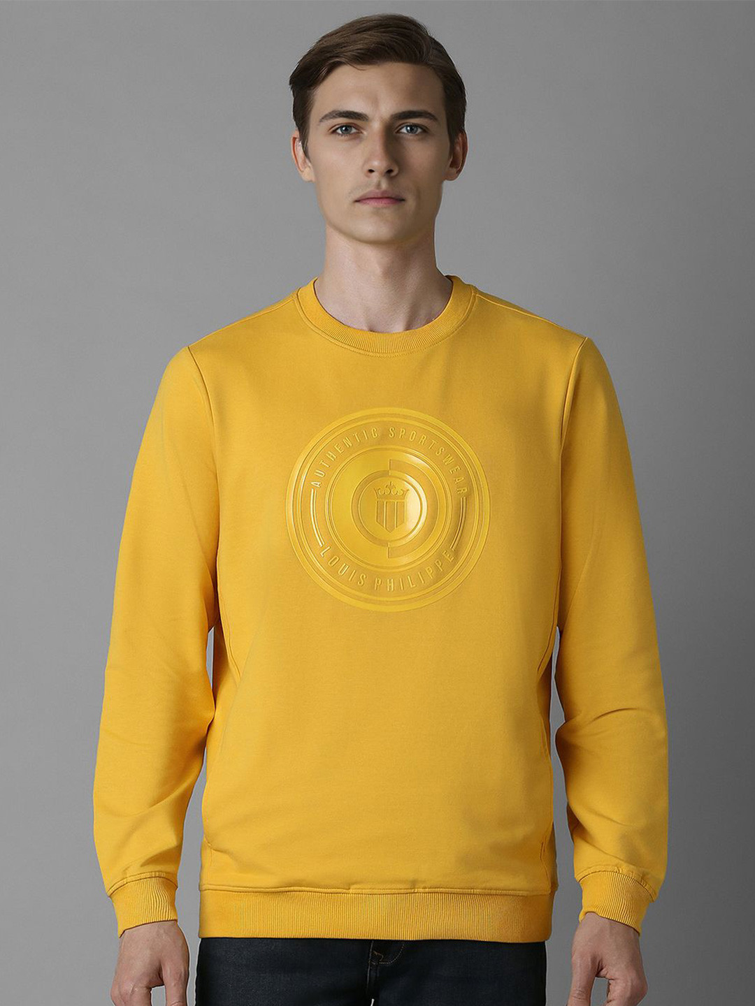 Louis Philippe Sport Men Brand Logo Printed Long Sleeves Cotton Pullover Sweatshirt
