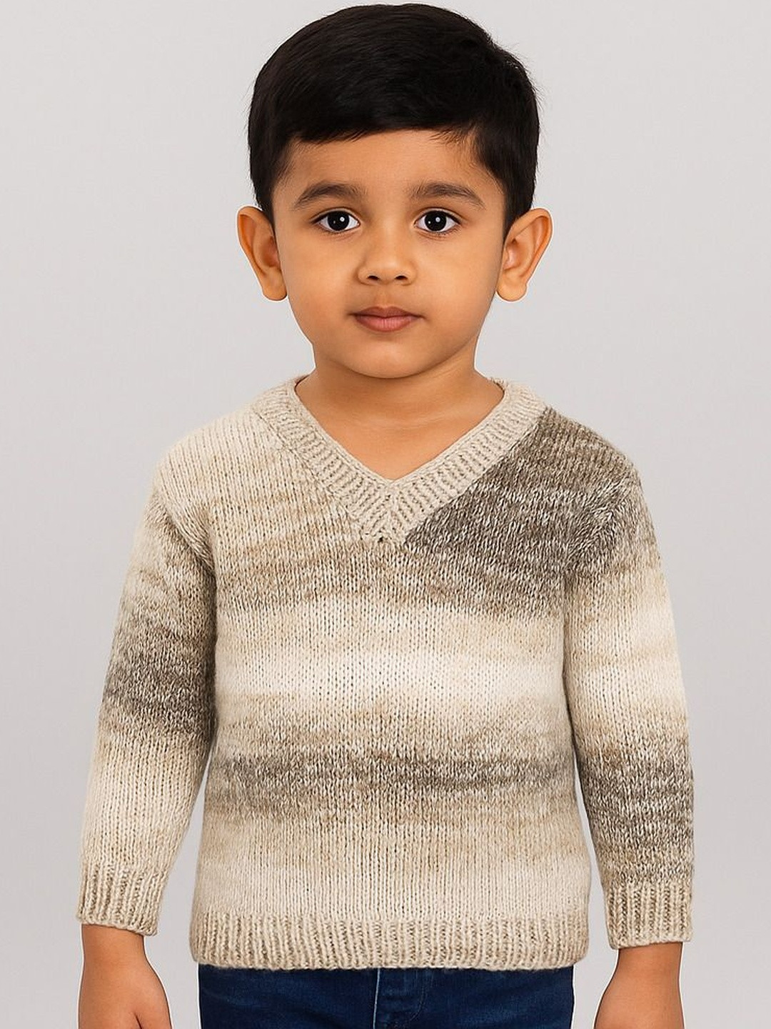 Sabinagarments Kids Beige Knitted Sweater