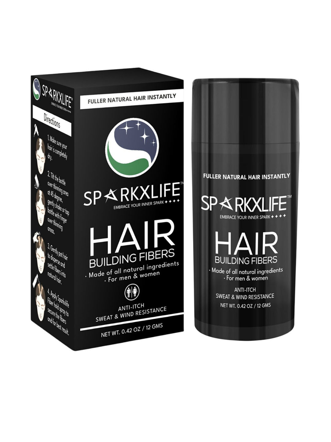 SPARKXLIFE Long Lasting Hair Building Fibers - 12 g - White
