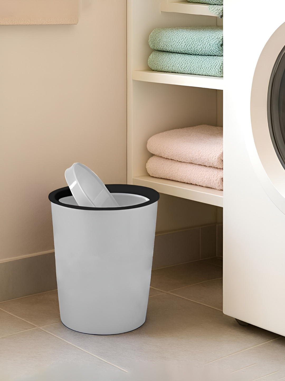 Aura Grey step on Swing Dustbin With Lid - 6L