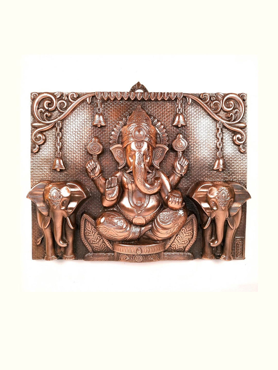apka mart Bronze Ganesh Statue With Elephants Wall Decor