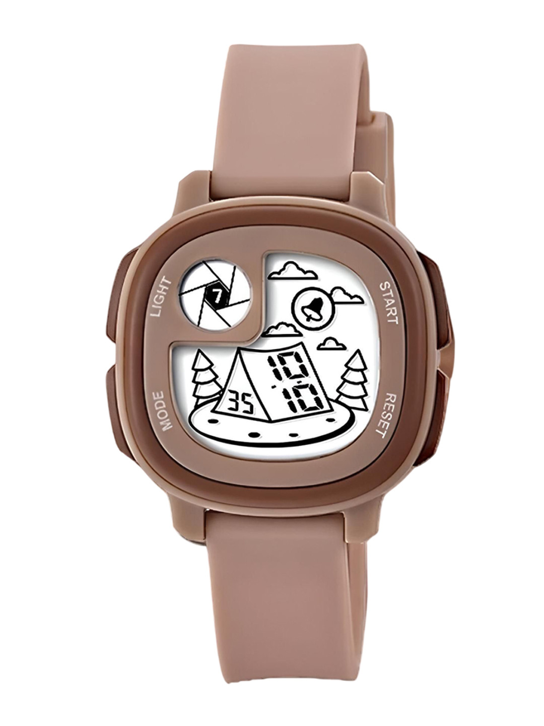 Otage Kids Printed Square Dial & Textured Straps Digital Multi Function Watch Home-Brown